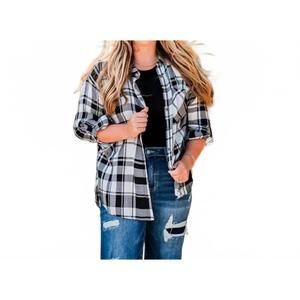 NEW SOUTHERN SWANK high-low button up lightweight shirt in black & white plaid